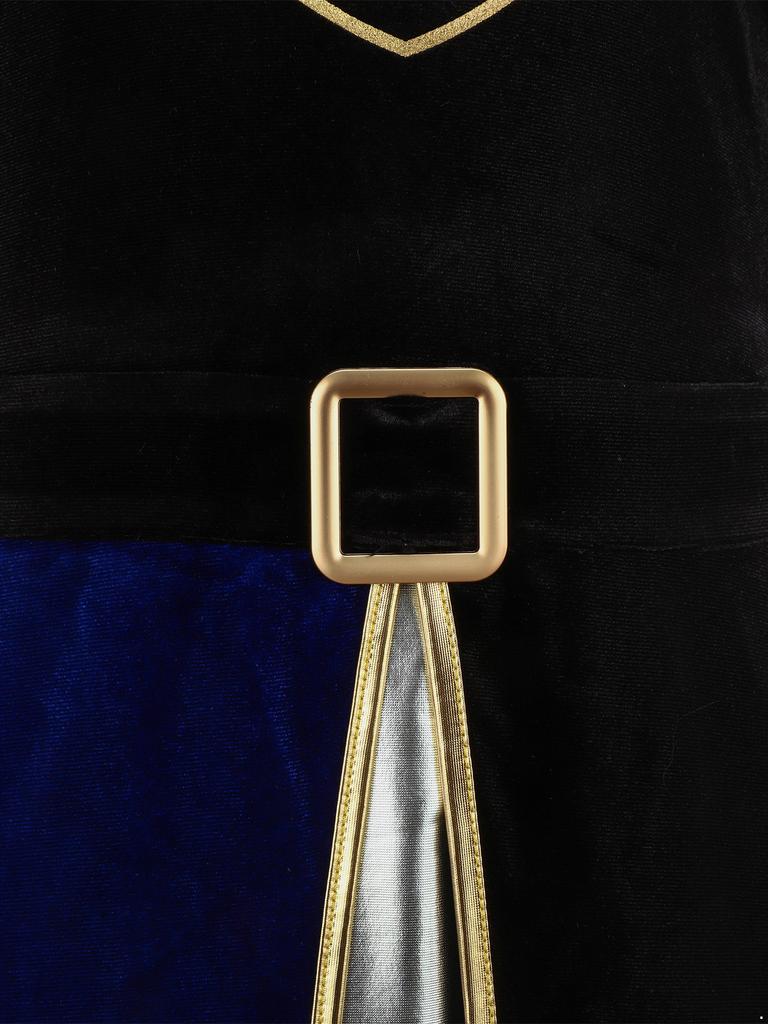 Boys Knight Costume Metallic Gloss Patchwork Top Back Invisible Zipper Long Sleeve Detachable Cape Cosplay Outfit