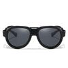Vintage Sunglasses Steampunk Leather glasses Polarized Sungles  Glossy Black