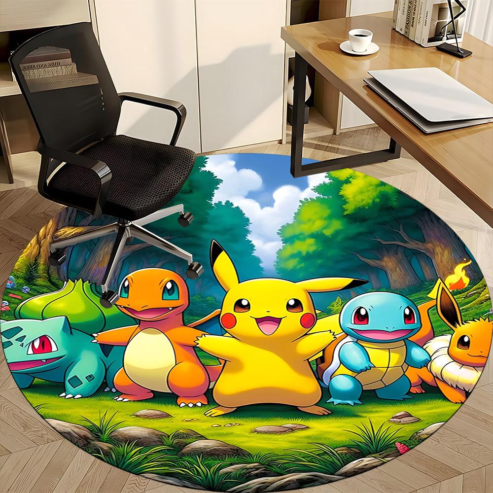 1 шт. Ковер-сиденье Pokemon Pikachu для офиса, нескользящий, мягкий и удобный, ковер для офиса, игр, легкий круглый коврик для пола yy251021044