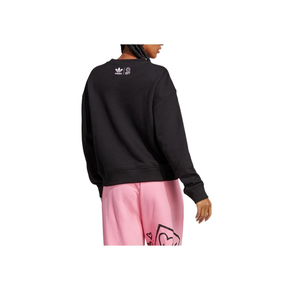 Adidas Originals Trefoil X André Saraiva Толстовка с круглым вырезом и графическим принтом, женские топы, черный HY4267