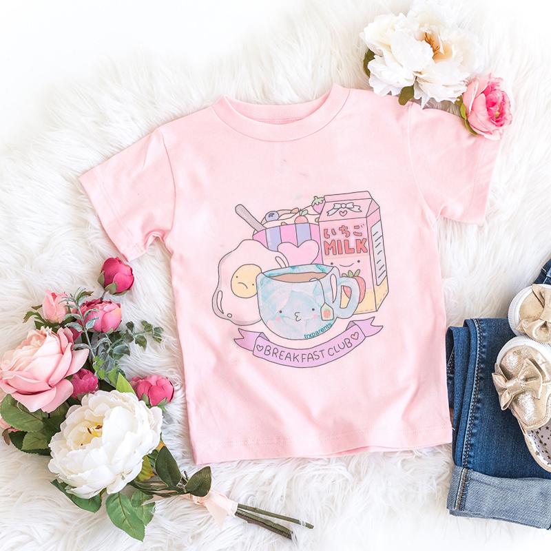 Kids Girl T Shirt Summer Baby Cold Drink Tops Toddler Tees Clothes Children Clothing Cartoon T-shirts Short Sleeve Casual Wear