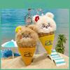 Bear Ice Cream Plush Keychain With Flower Decoration For Teens Collectors And