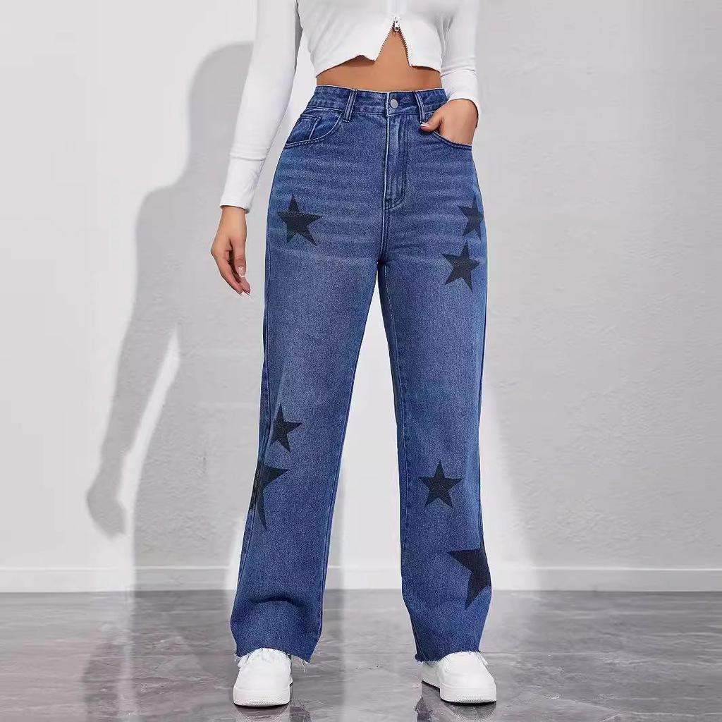 Женские джинсы прямого кроя с высокой посадкой 2024 - Удобный и повседневный выстиранный деним для прогулок