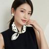 Pearls Magnetic Buckles Necklace Scarves Black White Scar Covering Elegant Silk Scarf  Women