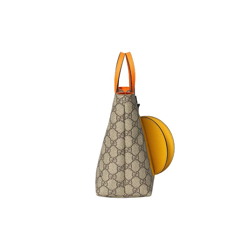 Gucci handbag Three-dimensional pineapple shape presbyopia Logo canvas patchwork Tote bag Tote bag shopping bag children's bag children's style ebony