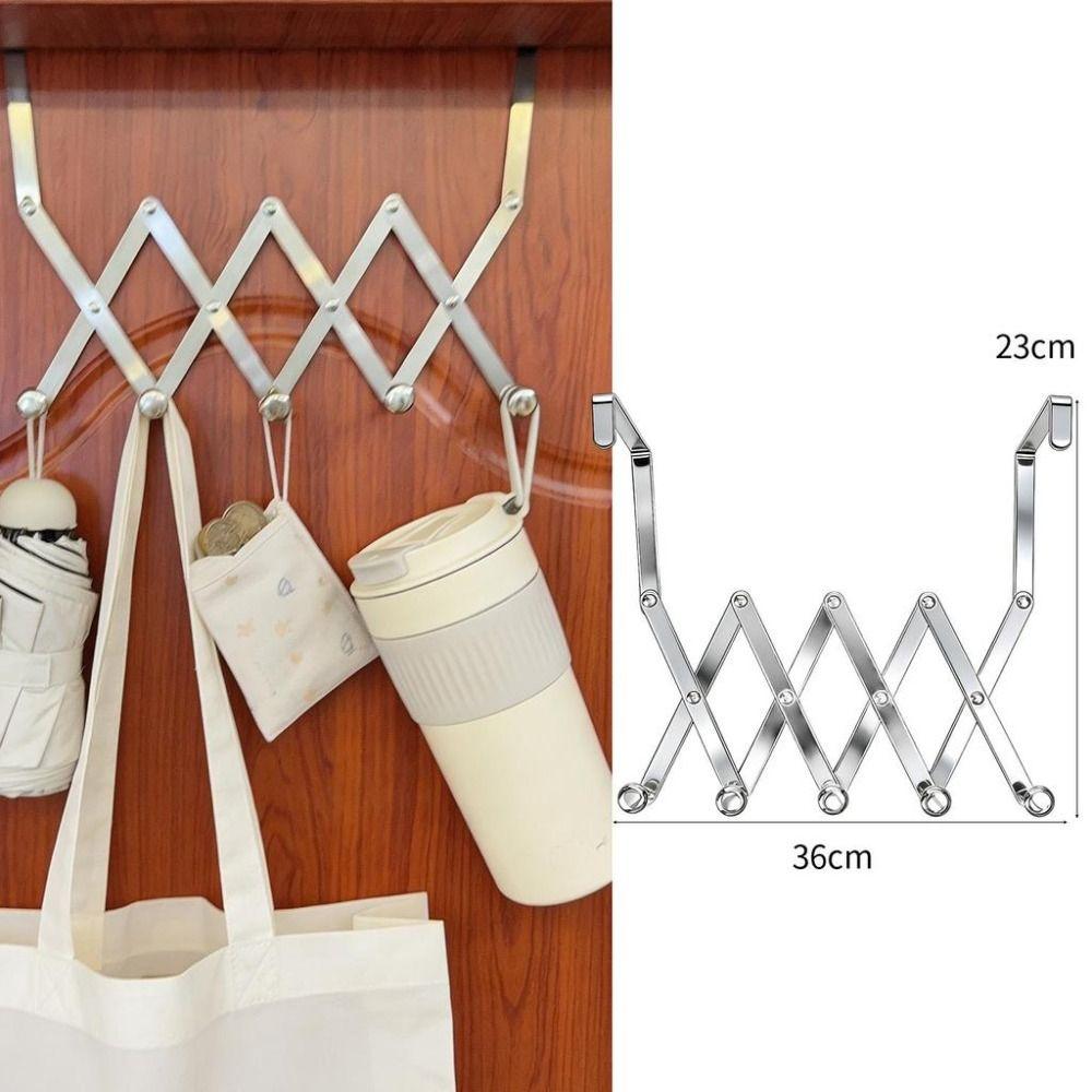New Foldable Back Door Hook Wall-mounted Adjustable Storage Rack Stainless Steel Towel Rack
