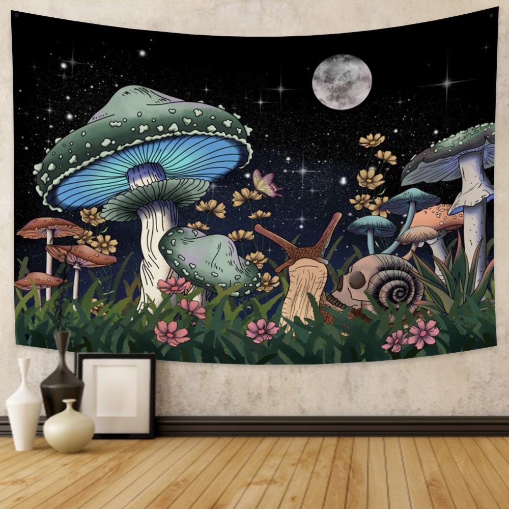 Fairy Tale Forest Tapestry Wall Hanging Fantasy Magic Mushroom Aesthetic For Kids Girls Bedroom Living Room Dorm Party Decor