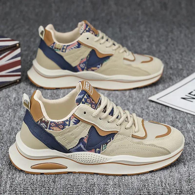 Мужская повседневная спортивная обувь Модная обувь для бега на шнуровке с мягкой подошвой Мужская дизайнерская удобная обувь на платформе Новинка