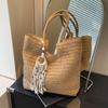 Elegant Ladies Straw Woven Handbag Women Holiday Beach Commute Casual Tote Top-Handle Bags Fashion Retro Shoulder Bags