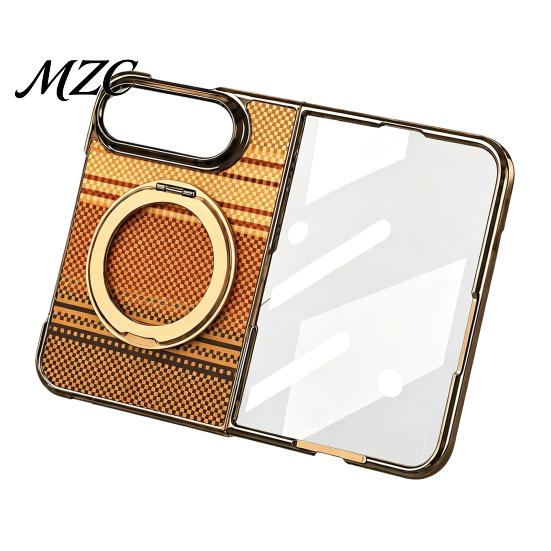 Multi-viewing Support Stand Magnetic Folding Phone Case for iPhone18 Fold with 360 Degree Rotating Non-slip Woven Texture Shell And Screen Protector,