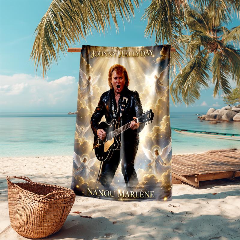 French legendary rock singer and actor Johnny Hallyday towel outdoor camping vacation swimming beach towel outdoor absorbent bath towel Y17