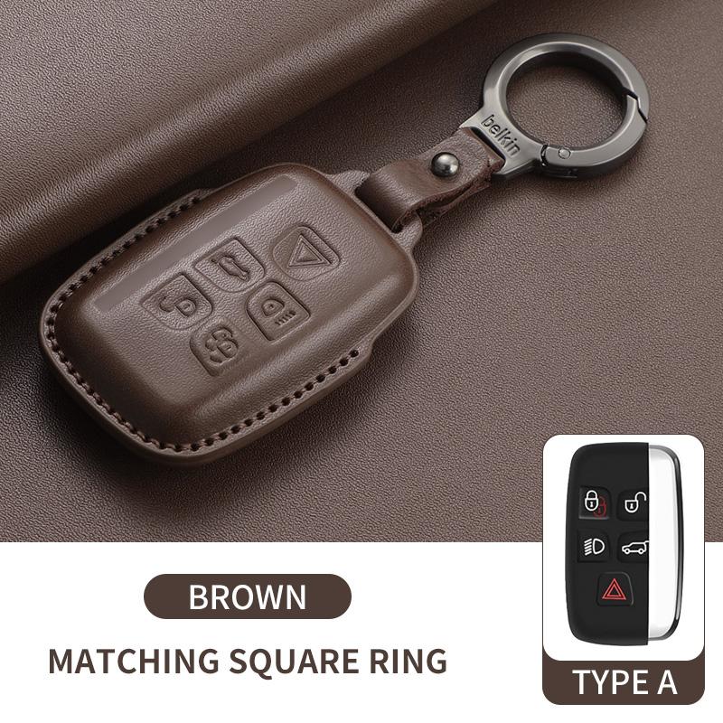 Leather Car Remote Key Case For Land Rover Range Rover Sport Evoque Freelander Velar Discovery 4 Auto Key Shell Fob Keychain