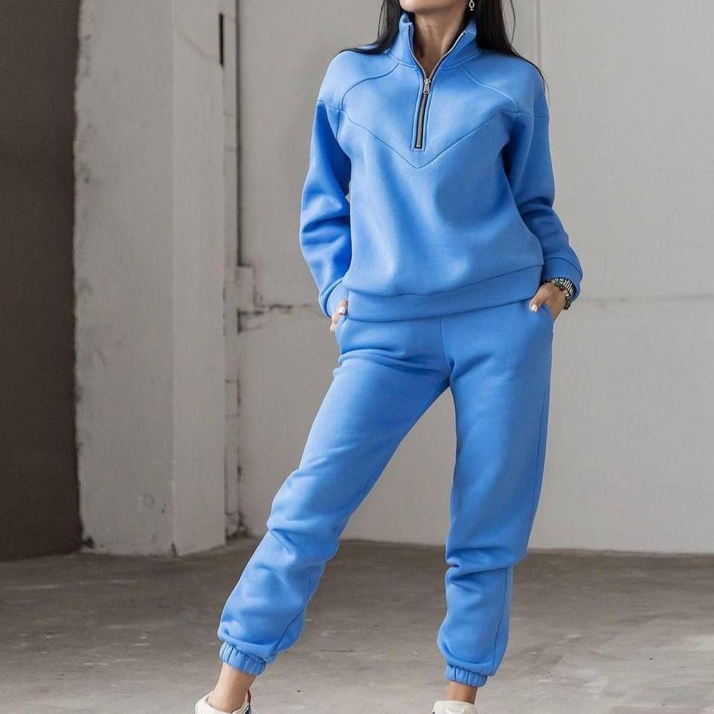 BITCED Весенне-осенняя модная повседневная толстовка из двух частей с длинными рукавами, однотонный флисовый костюм для отдыха на ногах