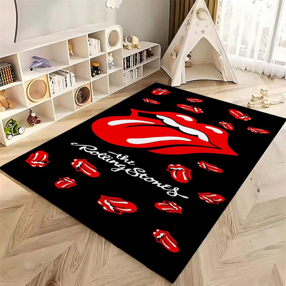 The Rolling Stones Logo Area Rug Faux Wool Rug Ultra Soft Mat Bathroom Rug Stain Resistant