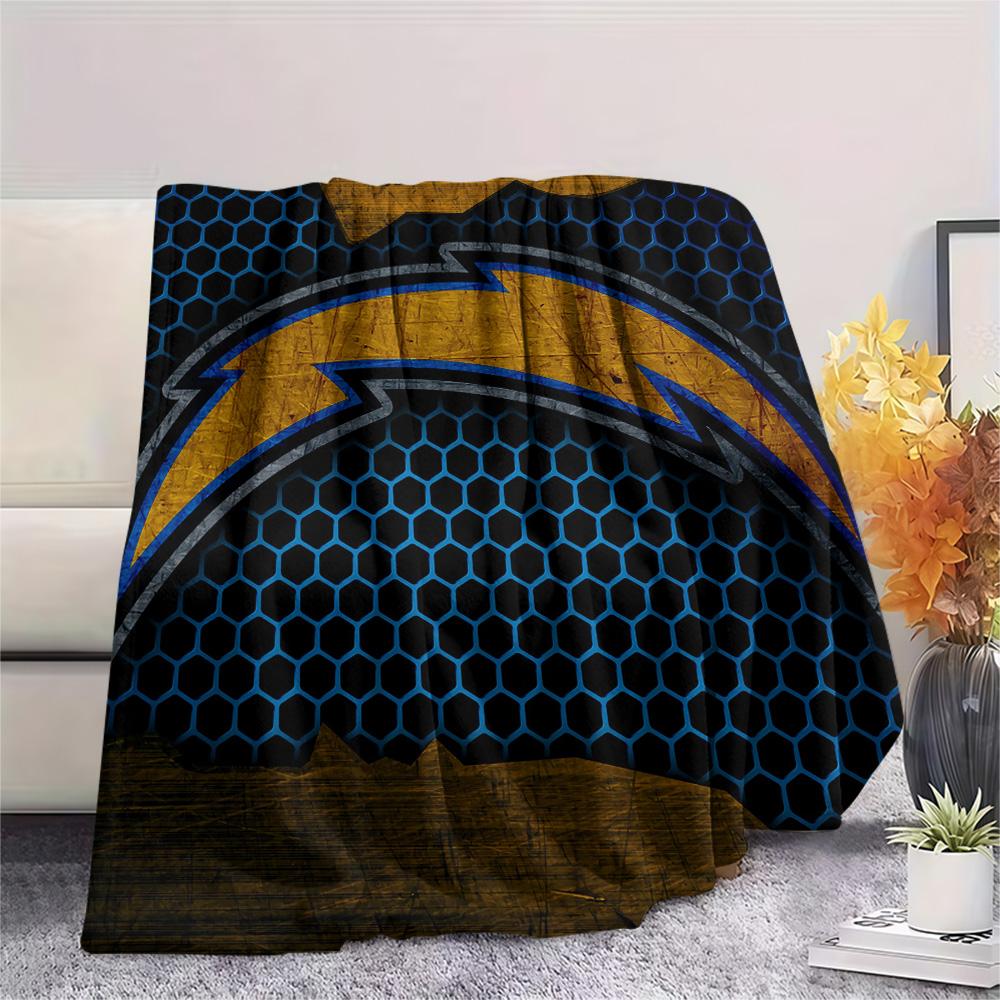 Los Angeles Chargers Print Flannel Blanket, High quality Comfortable for All Seasons, Home Decor, Warmth and Comfort