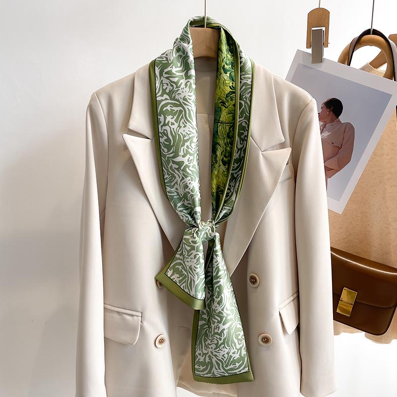 Retro Polka Dots Print Silk Skinny Scarf Women Soft Satin Neckerchief Hairband Lady Headband Bagscarf Female Neck Tie Office