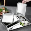 Kitchen Rectangle Stainless Steel Food Storage Serving Trays Sausage Noodles Fruits Dish Restaurant Hotel Metal Dinnerware Plate
