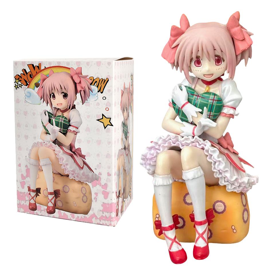 15СМ Аниме Фигурка Puella Magi Madoka Magica Сидячая Поза Мадока Фигурка Действия Волшебная Девочка Модель Декор Статуэтка Куклы Игрушки Подарок