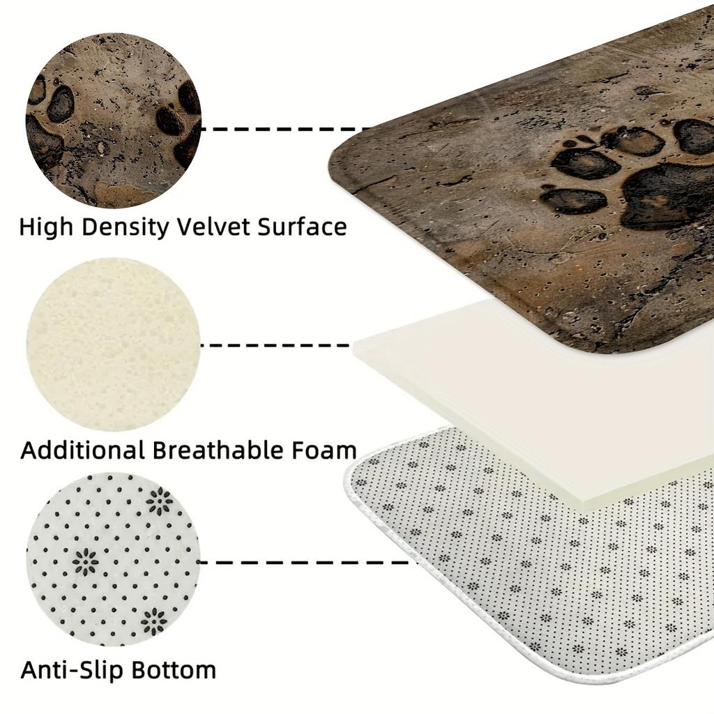 1 шт., напольный коврик с рисунком собачьей лапы, современный кухонный полиэстеровый ковер, нескользящий, цветной, для дома, ванной комнаты, спальни, гостиной, декора