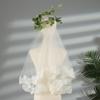 Elegant Two Layer White Ivory Short Simple Bridal Veil Wedding Veil Women's Tulle Lace Edge