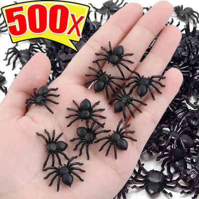 50/500 шт. маленькие поддельные черные пауки, украшения на Хэллоуин, ужасные пауки, сделай сам, реквизит для дома с привидениями, реалистичные насекомые, хитрые игрушки