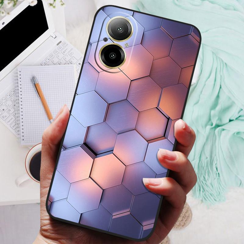 Для Realme C67 4G Чехол RMX3890 Популярный Чехол с Рисунком Цветов Силиконовый Чехол для Телефона Для Realme C67 C 67 RealmeC67 4G Мягкие Чехлы Черный