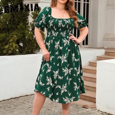Большие размеры Женские платья больших размеров с принтом Повседневные праздничные платья в богемном французском стиле Элегантные платья миди Длинные