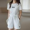 Летняя футболка с коротким рукавом и шорты в стиле Харадзюку y2k комплект из двух предметов для бега для молодой девушки академический стиль повседневные свободные белые спортивные костюмы с буквами для женщин