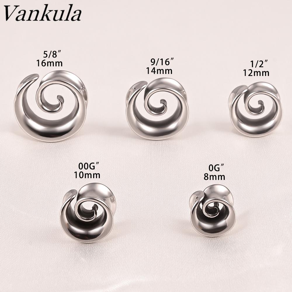 Vankula 2 шт. Новые круглые спиральные заглушки-седла для растянутых мочек ушей, тоннели, расширители, пирсинг, украшения для тела