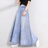 High Waist Loose Slimming Feel Big Horn Slickers Drop Feeling Wide Leg Denim Skirt Girl