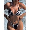 Zebra Halter Mini Thong Bikini Women Swimwear Female Swimsuit Two-pieces Bikini Set Padded Bather Bathing Suit Swim