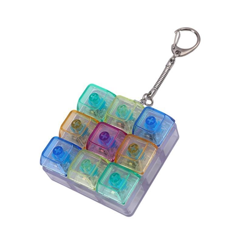 Jiugongge Transparent Button Decompression Toy Fingertip Pressing Luminous Shaft Tester Pressure Relief Toy Keychain