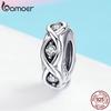 BAMOER Стерлинговое серебро 925 пробы с прозрачным фианитом Infinity Love Charm подходит для брендового браслета и браслетов из тибетского серебра