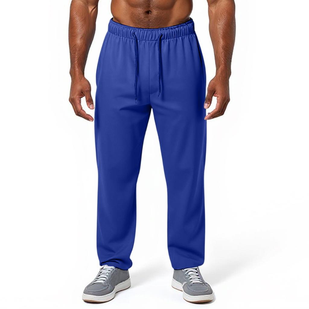 Men's Lightweight Open Top Sports Pants Straight Leg Fitness Casual Pants With Pockets