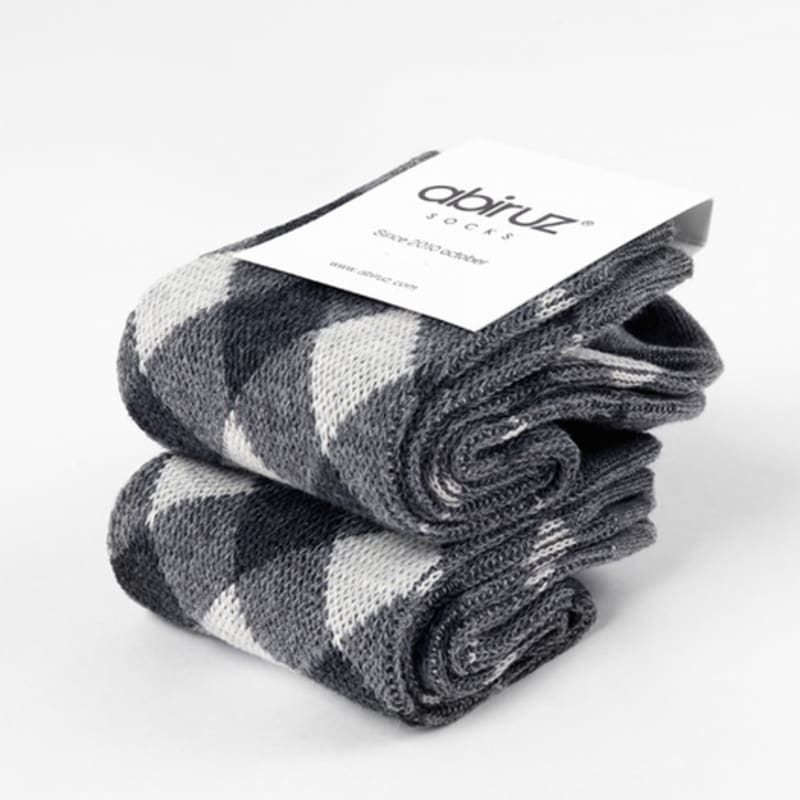 Abiruz Women's Argyle Check Pattern Socks Gray HM-67-WBT