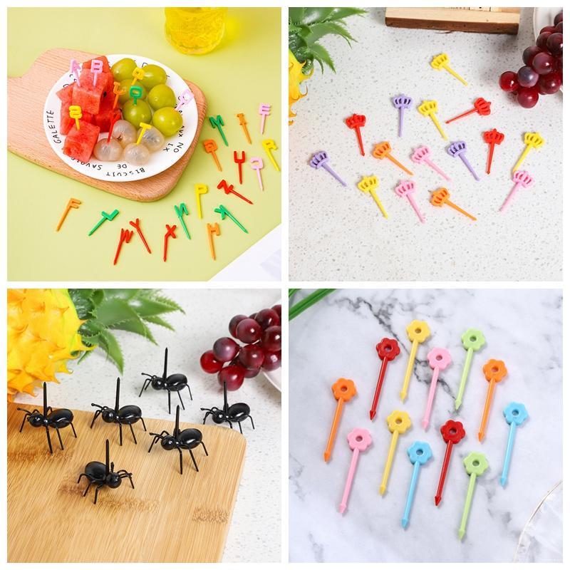 Animal Fruit Fork Food Grade Plastic Mini Cartoon Kids Cake Fruit Toothpick Bento Lunch Bento Accessories Party Decoration Gift