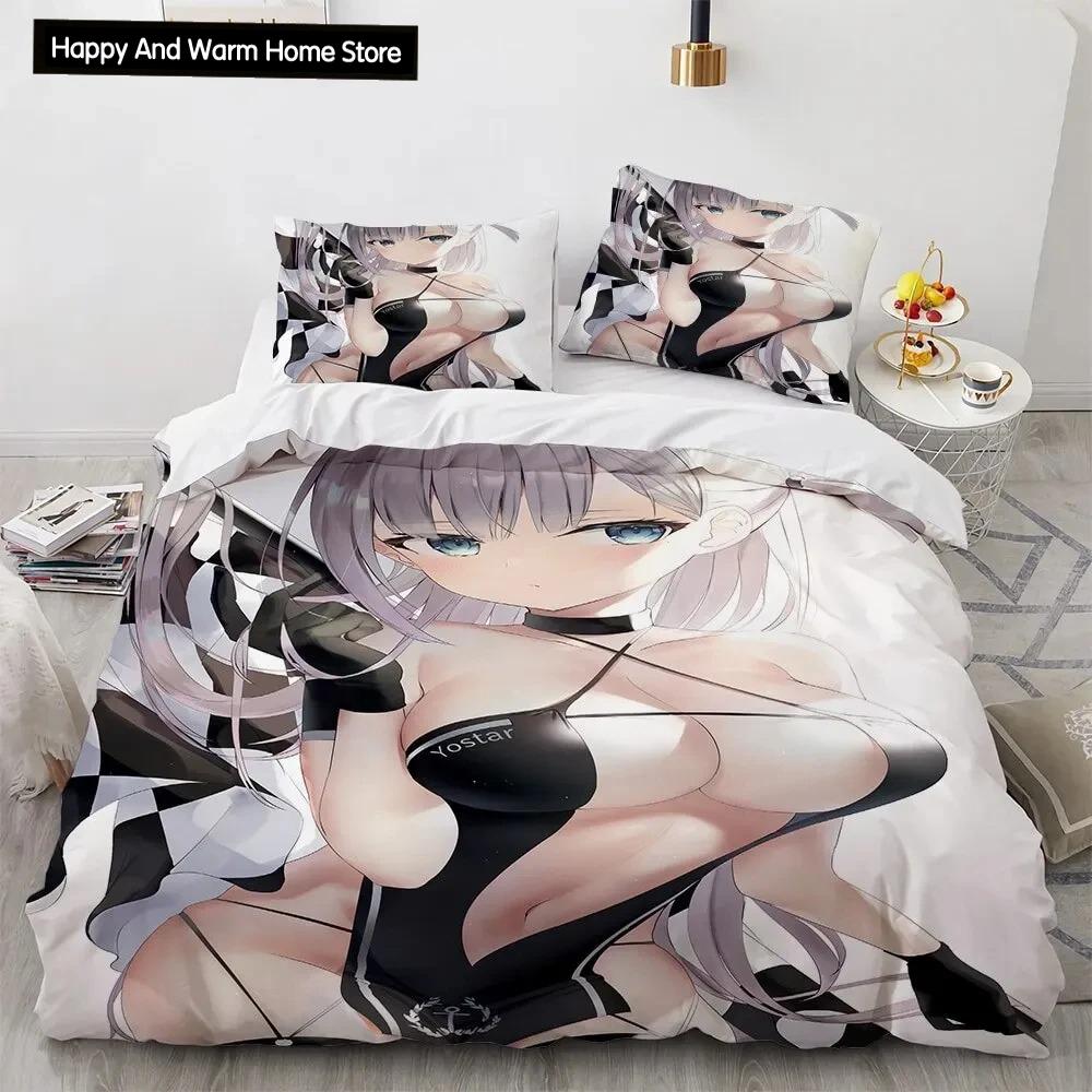 Комплект постельного белья Kawaii Anime sexy Girl, пододеяльник, одеяло, комплект постельного белья, наволочка, размер King Queen Twin для мальчиков и девочек для взрослых