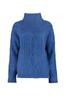 Women's Fashion New Sweater Navy Blue Soft Textured High Collar Knitwear Sweater