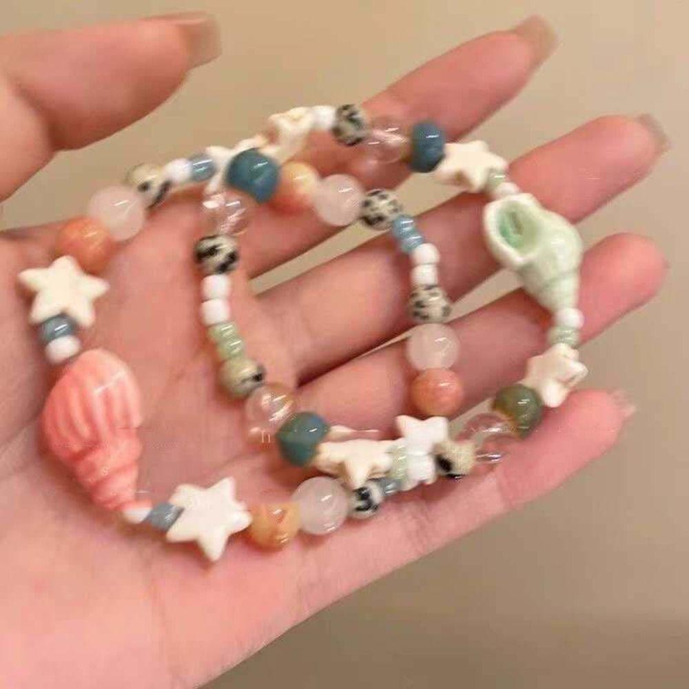 Handmade Star Bracelet Korean Style Cute Bead Bracelet Unique Ceramic Conch Bracelet Girls