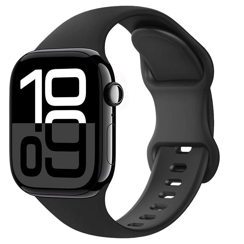 Силиконовый ремешок для Apple Watch Band 45мм 41мм 44мм 40мм 49мм Серия 10 46мм 42мм Браслет для iWatch Ultra 9 8 7 6 5 4 SE2 Ремешок