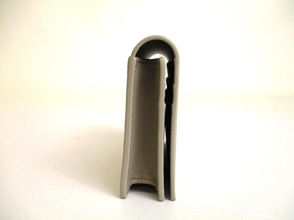 Оригинальный бизнес-кейс/визитница BVLGARI из светло-серой зернистой телячьей кожи #a998   Открытая коробка