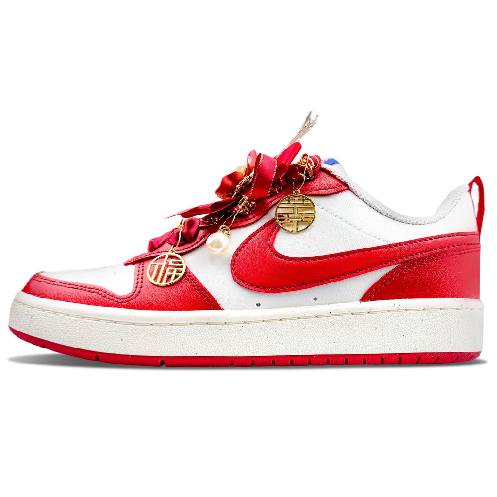 Nike Court Borough 2 Lightweight Breathable Low top Skateboard Shoes Women's Red White BQ5448-103(Team1777-BOX)