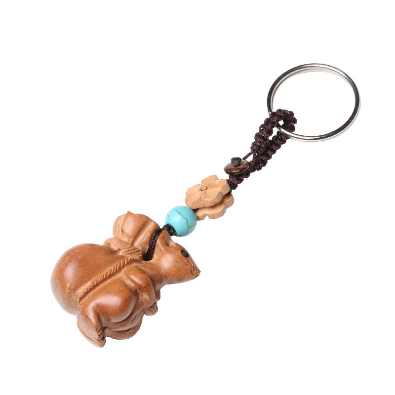 Браслет из резного дерева персика с крысой - Ручная работа, красная нить, украшения для привлечения богатства и удачи, метафизическая защита, ожерелье и подвеска для телефона