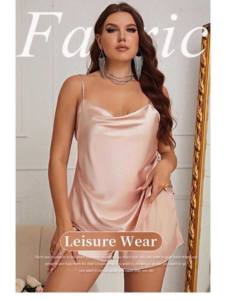 Ice Silk Women's Pajama Set: Breathable Summer Cami Dress and Shorts