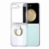 Transparent Folding Metal Ring Bracket Phone Case For Samsung Galaxy Z Flip 5 5G Camera Protection Cover Shockproof Coque Fundas