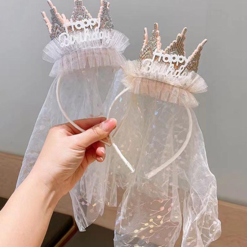 Новая шляпа на день рождения 1 2 3, шляпы для вечеринки Baby Shower для девочек, корона-повязка с кружевом, детские принадлежности для украшения на день рождения