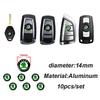 2/5/10Pcs 14MM Remote Car Key Stickers Emblem Accessories for S Skoda Kodiaq Fabia Kamiq Karoq Octavia 3 A5 A7 Scala R Accessories