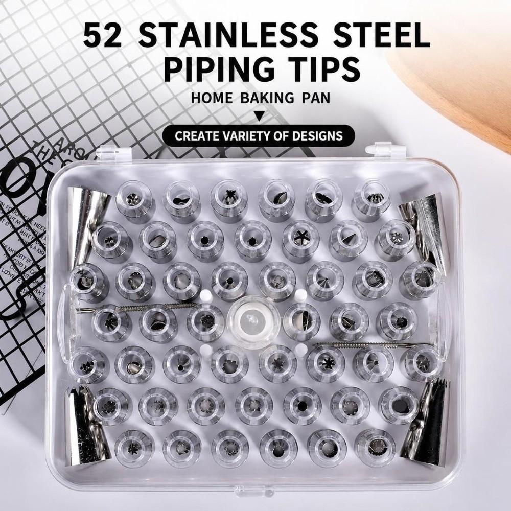 52pcs Pattern Chart Included Piping Nozzles Set Numbered Tips Baking Tools Set Beginners