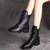 Модные женские ботинки Модные высокие кожаные ботинки Роскошные остроносые челси для женщин Ботильоны на шнуровке на платформе Botas Mujer2025