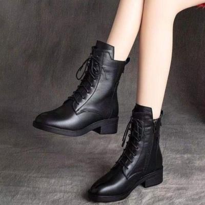 Модные женские ботинки Модные высокие кожаные ботинки Роскошные остроносые челси для женщин Ботильоны на шнуровке на платформе Botas Mujer2025
